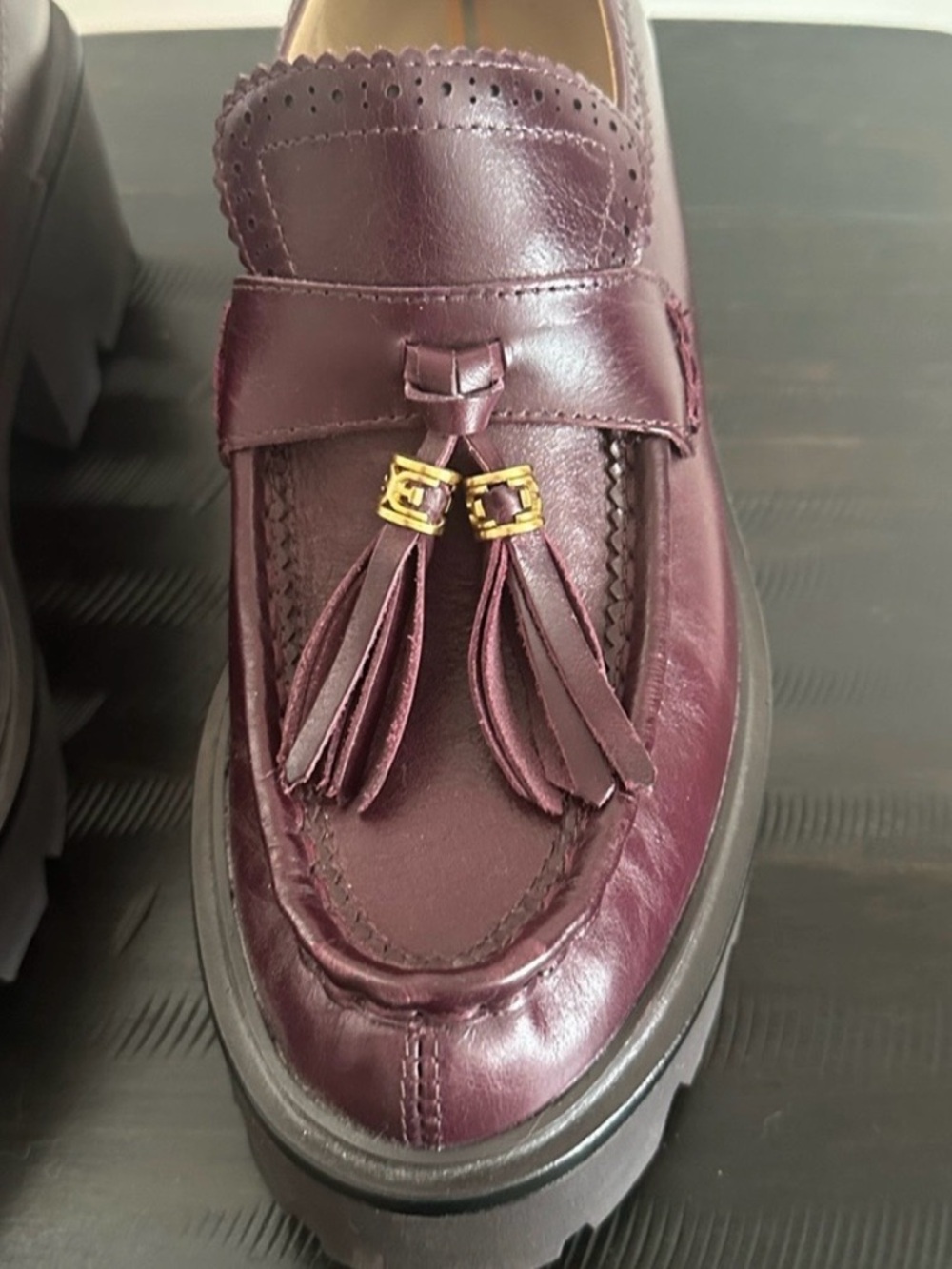 Women’s Leather Platform Loafers Deep Garnet 8.5 - Picture 4 of 7